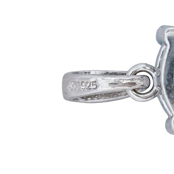 Estate Sterling Silver 925 Round Ice Blue Cubic Zirconia Pendant - Picture 5 of 8